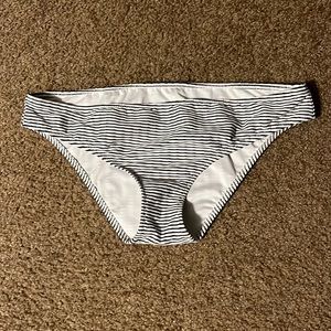 Black/white stripe bikini bottoms full coverage